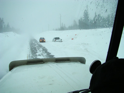 pickup truck in ditch by Valemount bc