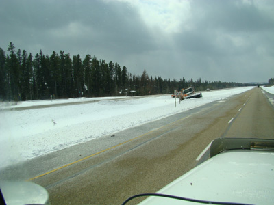 plow truck in the ditch outside of Edmonton Alberta Canada