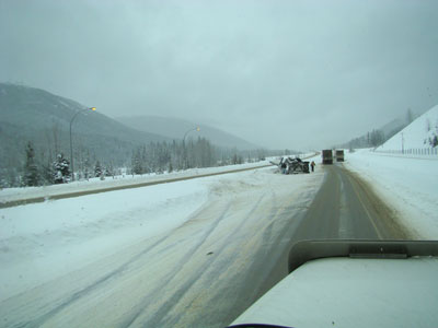 overturned dura max with trailer