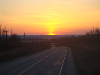 Sunset between Fort St. John and Fort Nelson, BC